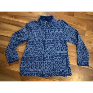 Stan Herman Women's Fleece Full Zip Lightweight  Jacket Sweater Blue Sz  L 12/14